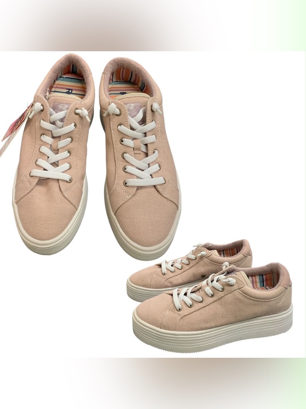 Roxy NWT Blush Pink Canvas Platform Sneakers S10
